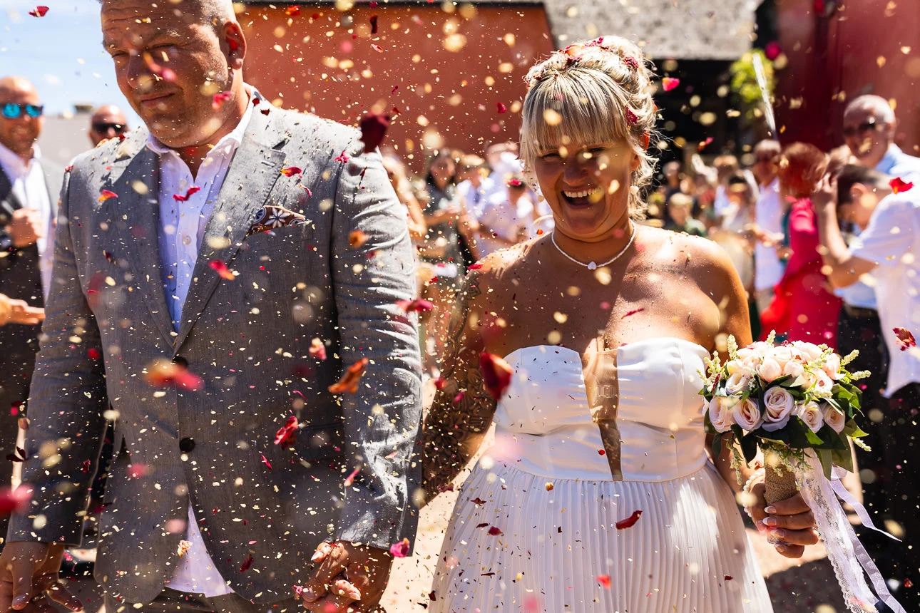 confetti shower at exmouth country lodge wedding venue