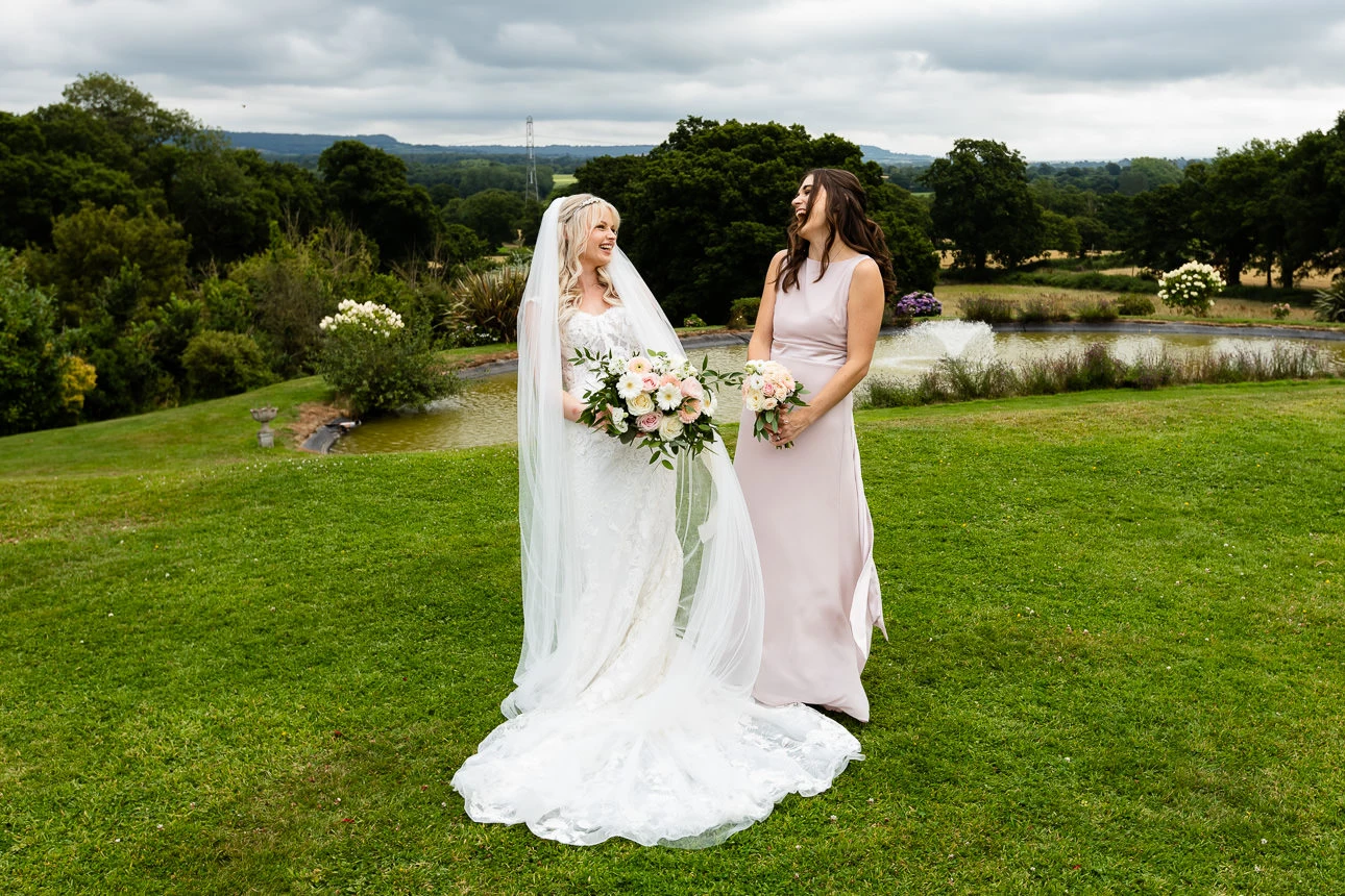 bride and bridesmaids at upton barn wedding venue