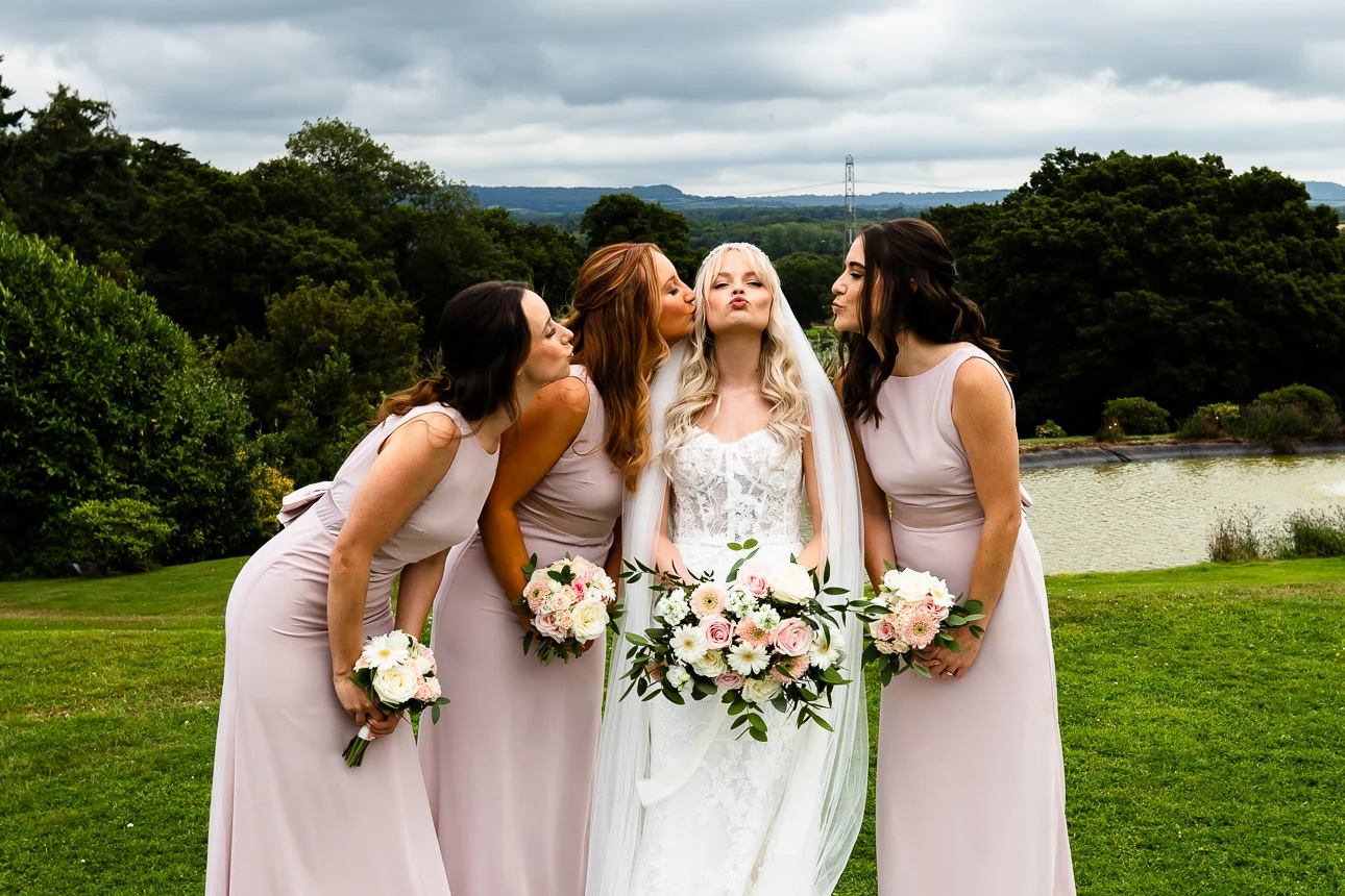 bride and bridesmaids at upton barn wedding venue