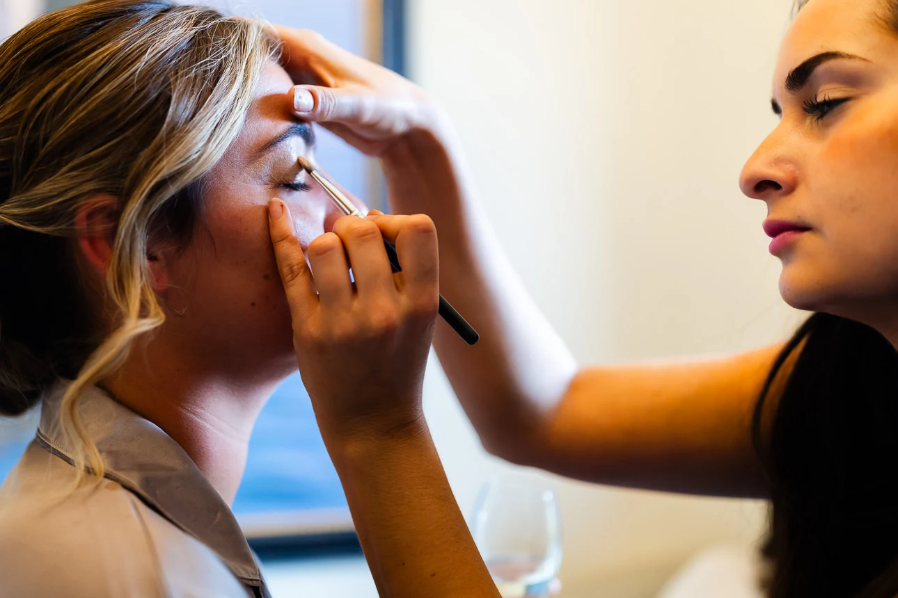 bride getting ready at Walton castle wedding venue