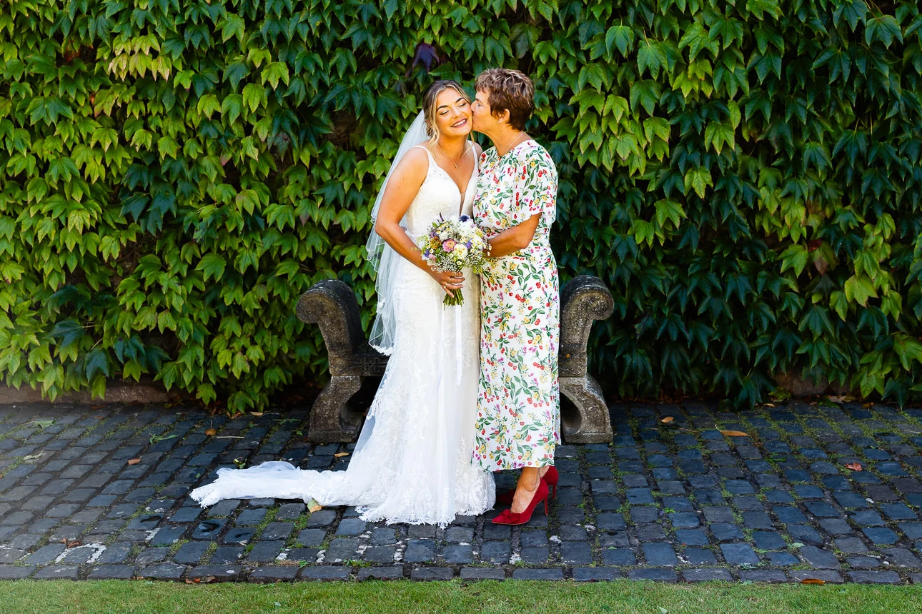bride with mother at Walton castle wedding venue