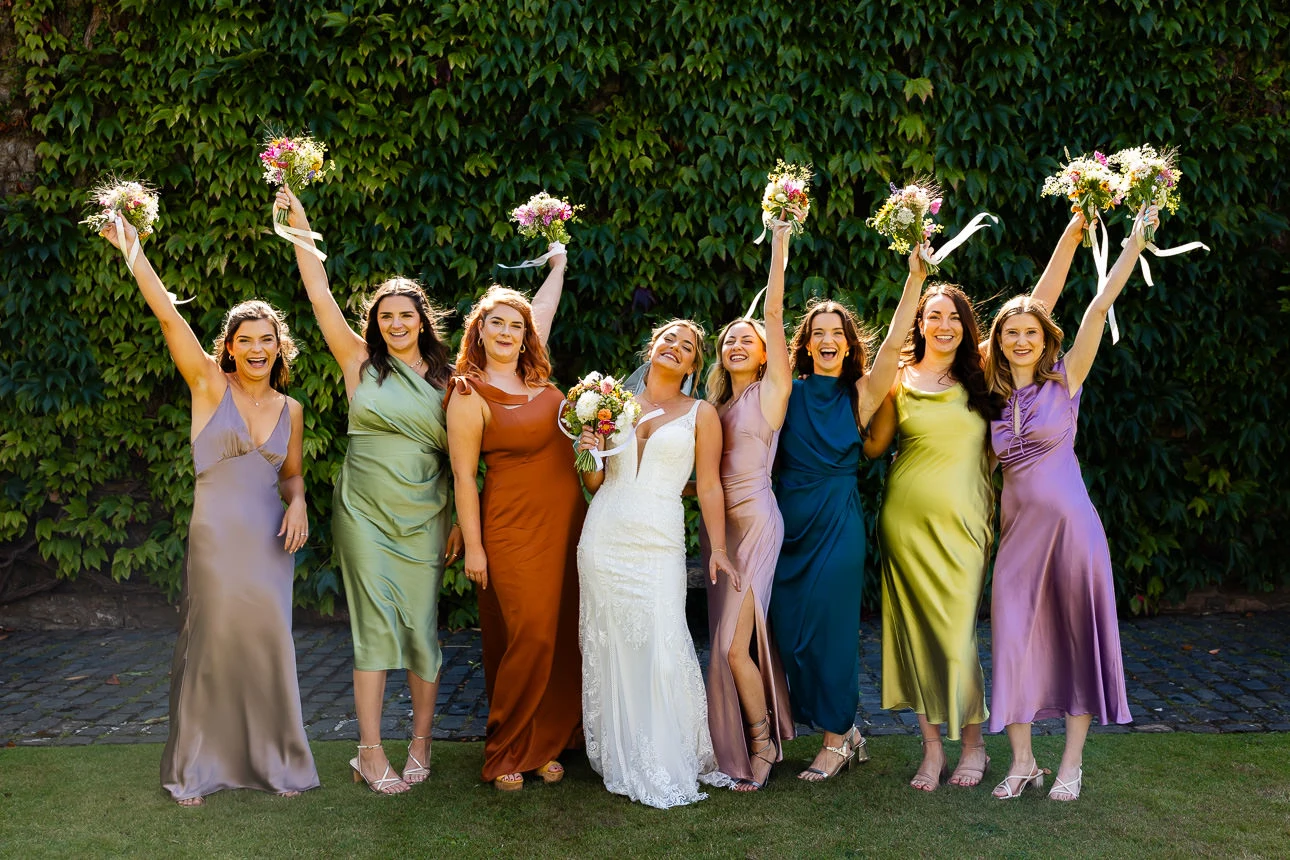 bride and bridesmaids at Walton Castle Wedding venue