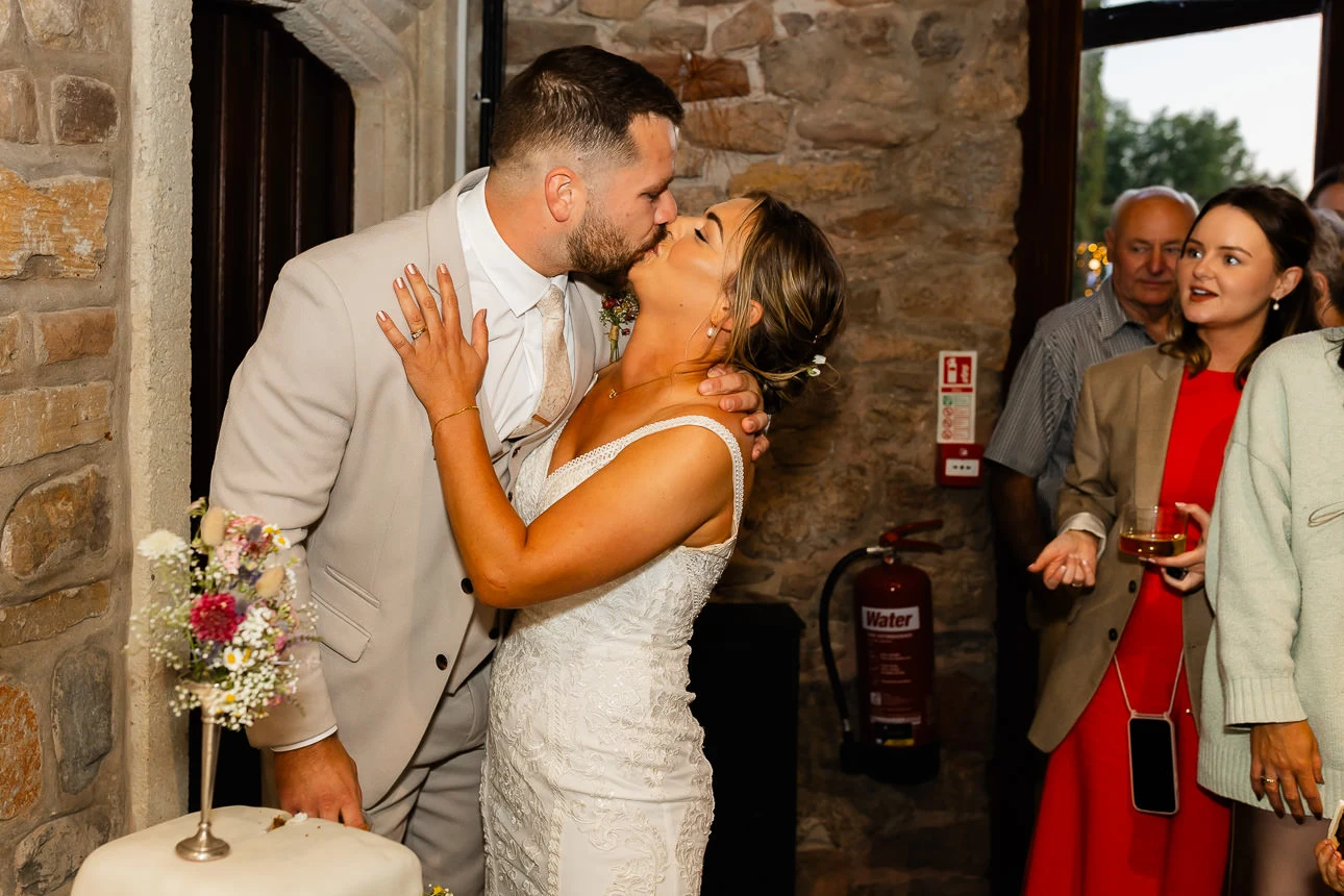 bride and groom kissing Walton Castle Wedding venue